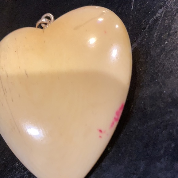 Ivory Heart w Butterfly Enamel Diamond 14k Pendant - Picture 8 of 11